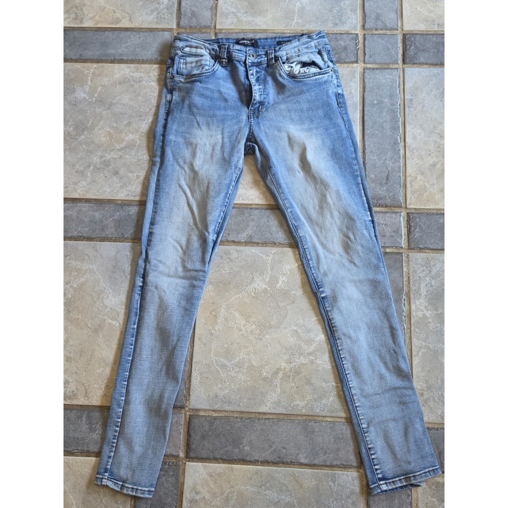 Kenneth Cole Men's Slim Fit Straight Blue Medium Wash Denim Jeans Cotton